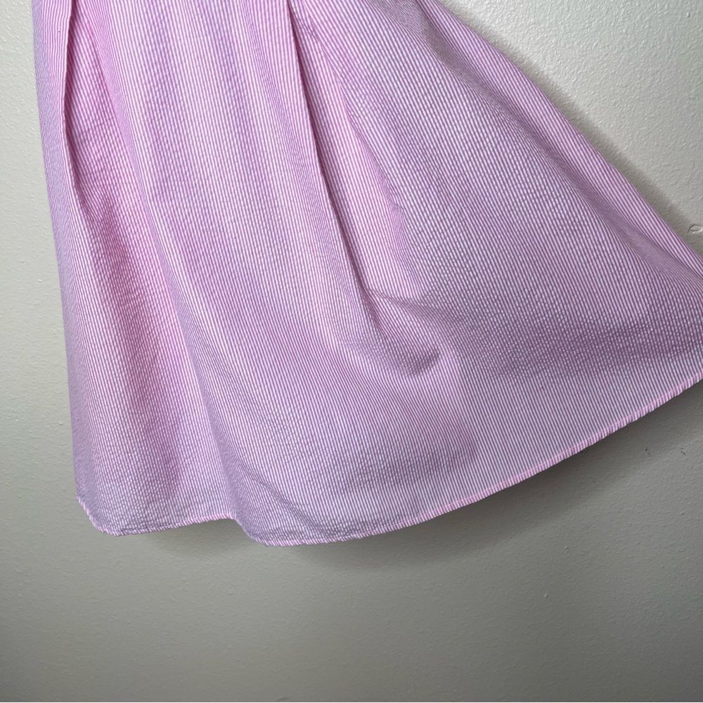 Christian Caliendo Pink White Stripe Seersucker Halter Bow Dress Women Small - Picture 7 of 16